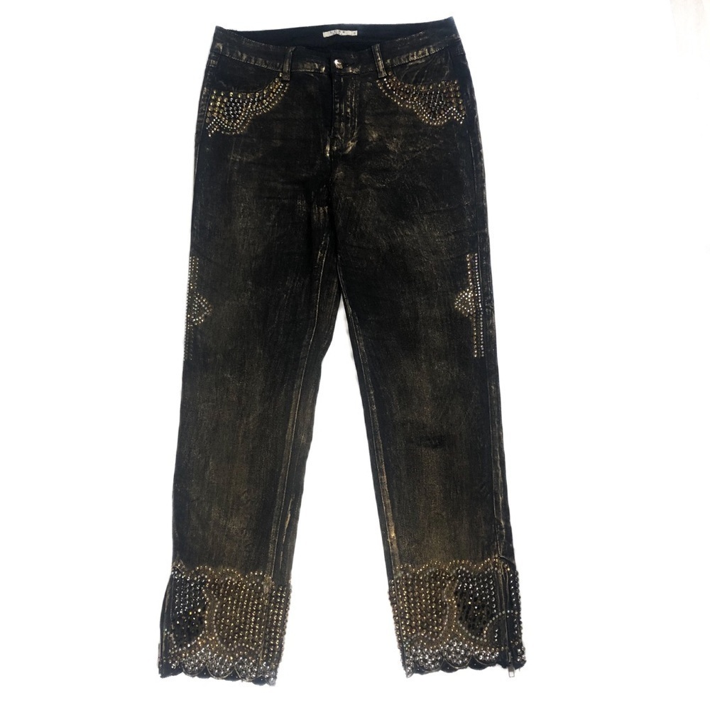 LUXE MODA (8) Black / Gold Embellished Jeans - Picture 6 of 16
